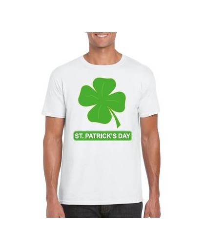 St. Patricksday klavertje t-shirt wit heren 2xl