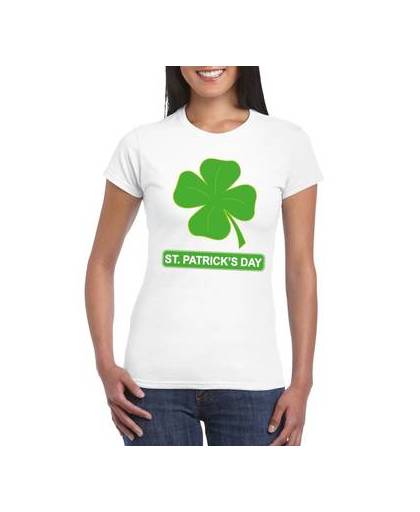 St. Patricksday klavertje t-shirt wit dames m