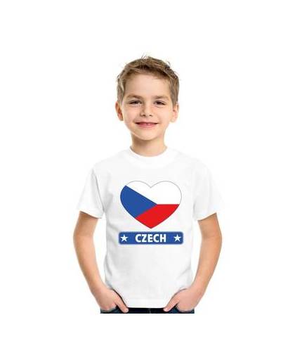 Tsjechie kinder t-shirt met tsjechische vlag in hart wit jongens en meisjes xs (110-116)