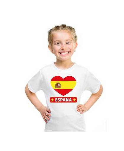 Spanje kinder t-shirt met spaanse vlag in hart wit jongens en meisjes l (146-152)