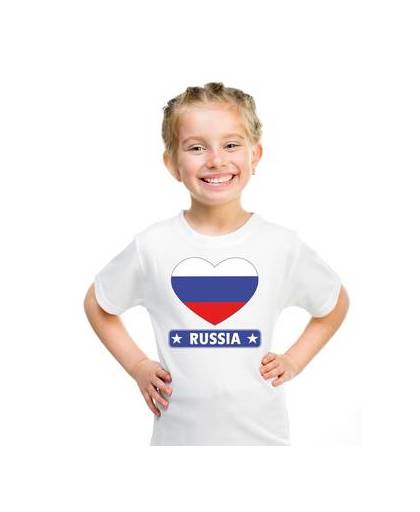 Rusland kinder t-shirt met russische vlag in hart wit jongens en meisjes l (146-152)