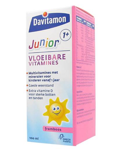 Junior 1+ framboos vitamine vloeibaar 100 ml