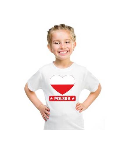 Polen kinder t-shirt met poolse vlag in hart wit jongens en meisjes m (134-140)