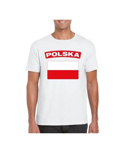 Polen t-shirt met poolse vlag wit heren m