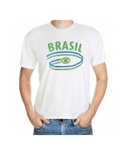 Wit heren t-shirt brazilie l