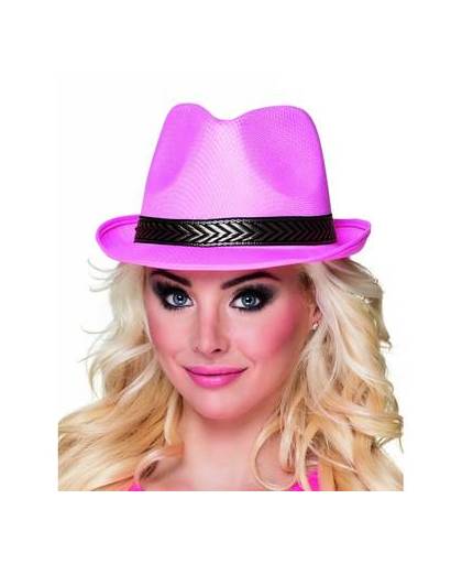 Roze trilby hoed voor volwassenen