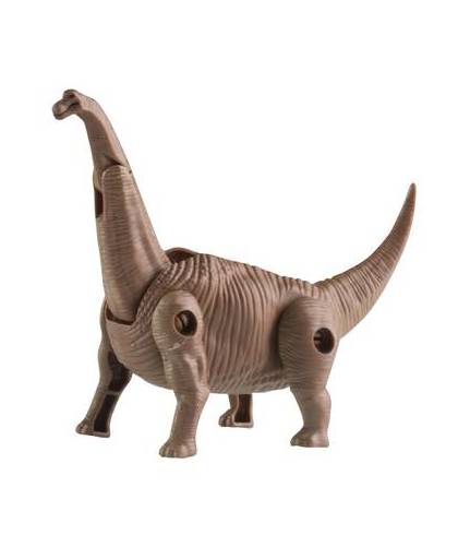 Plastic buigbare brontosaurus bruine dinosaurus 12 cm