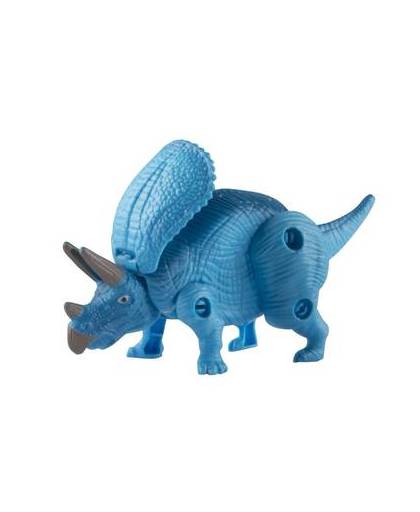 Plastic buigbare triceratops blauwe dinosaurus 12 cm