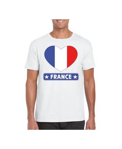 Frankrijk t-shirt met franse vlag in hart wit heren m