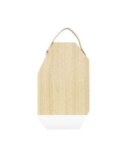 Snijplank dippo - rubberhout met leer - wit - tak design