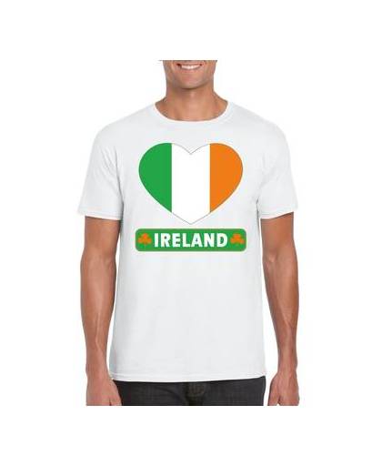 Ierland t-shirt met ierse vlag in hart wit heren 2xl