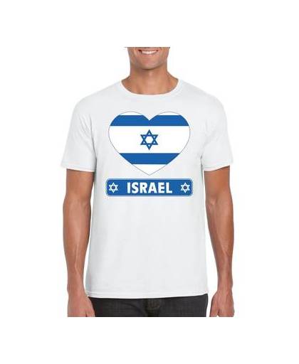 Israel t-shirt met israelische vlag in hart wit heren m