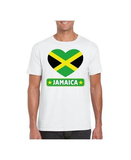 Jamaica t-shirt met jamaicaanse vlag in hart wit heren m