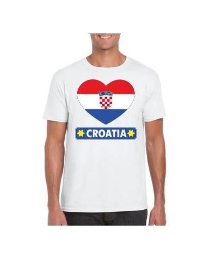 Kroatie t-shirt met kroatische vlag in hart wit heren m