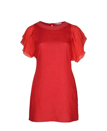 linnen jurk rood