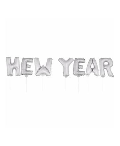New year folie ballonnen op een stokje - zilver - oud en nieuw versiering