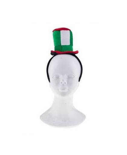 Pluche diadeem met groen/rood hoedje - verkleed accessoires italiaanse hoed haarband