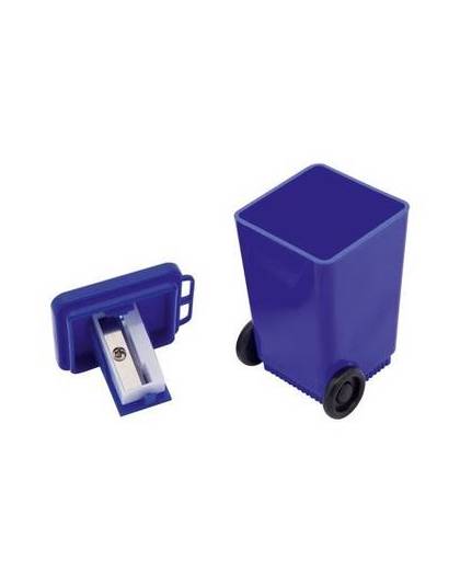 Blauwe rolcontainer puntenslijper - vuilnisbak potloodslijpers