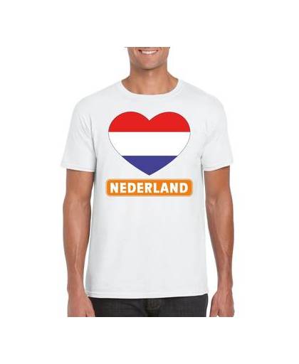 Nederland t-shirt met nederlandse vlag in hart wit heren s