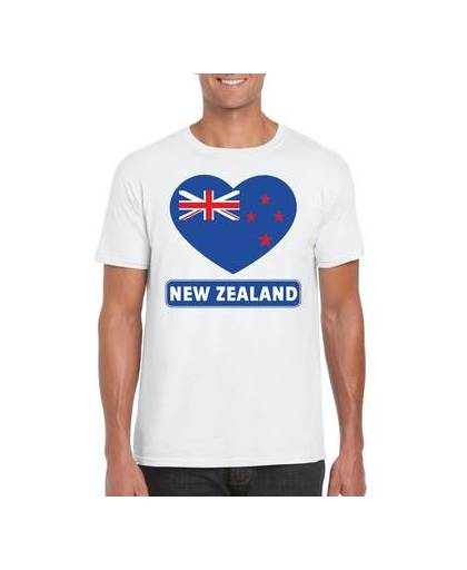 Nieuw zeeland t-shirt met nieuw zeelandse vlag in hart wit heren s