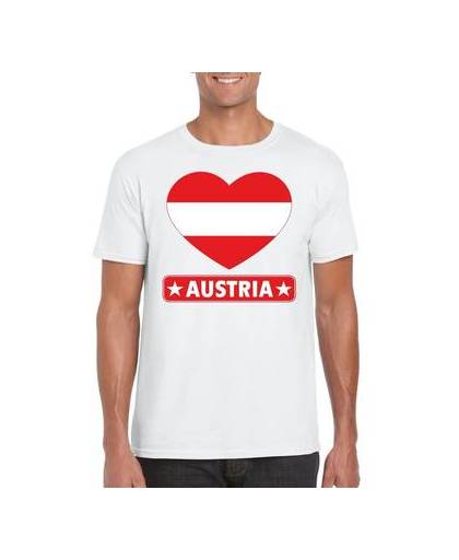 Oostenrijk t-shirt met oostenrijkse vlag in hart wit heren 2xl