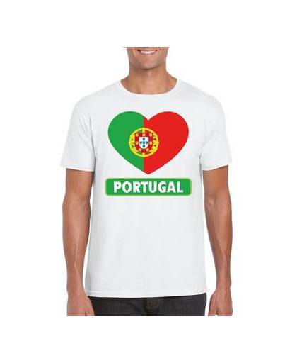 Portual t-shirt met portugese vlag in hart wit heren s