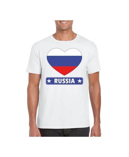 Rusland t-shirt met russische vlag in hart wit heren 2xl