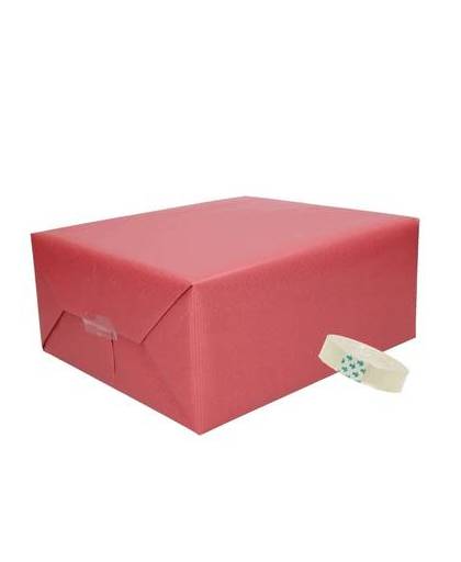3x donker rood kraft inpakpapier met rolletje plakband pakket 14