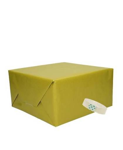 3x groen kraft inpakpapier met rolletje plakband pakket 6