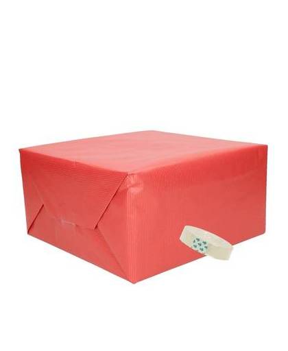 3x rood kraft inpakpapier met rolletje plakband pakket 12