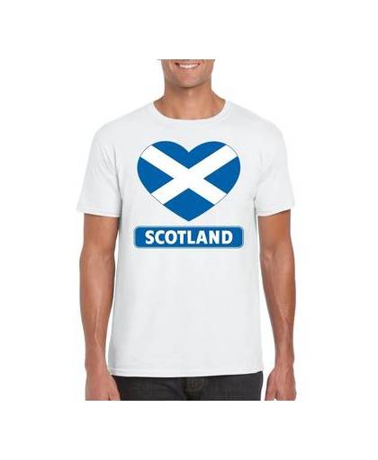 Schotland t-shirt met schotse vlag in hart wit heren m