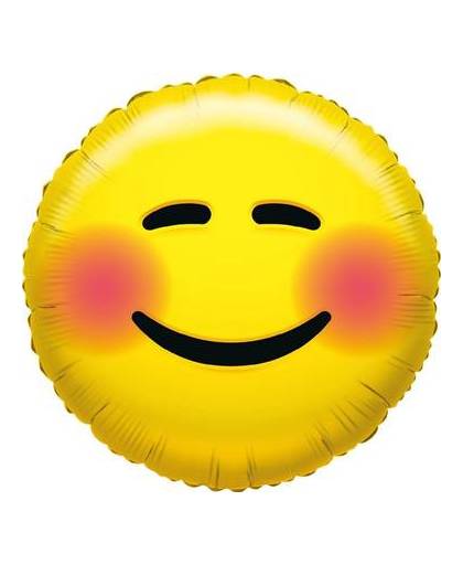 Folie ballon bloos smiley 35 cm - folieballon blozende emoticon 35 cm