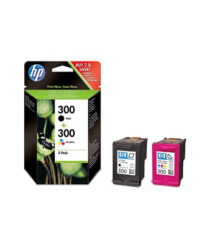 HP 300 originele zwarte/drie-kleuren inktcartridges, 2-pack inktcartridge