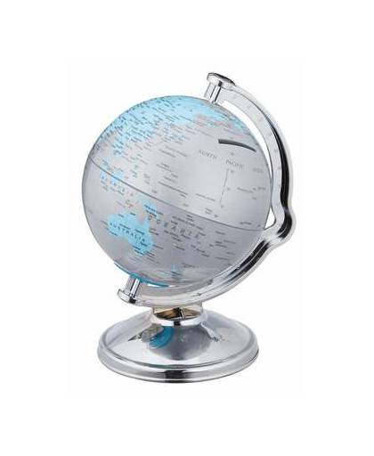 Spaarpot wereldbol zilver 11 cm
