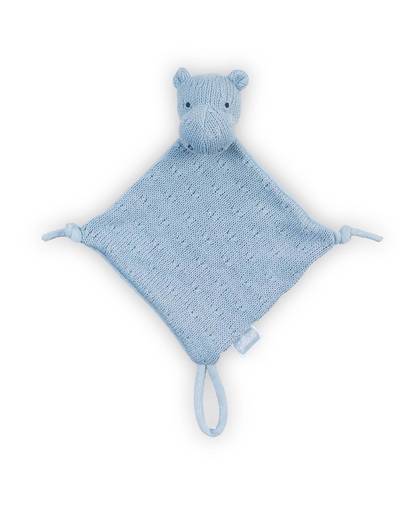 Soft knit Hippo knuffeldoekje soft blue