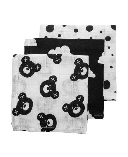hydrofiele monddoekjes 30x30 cm (3 stuks) zwart/wit