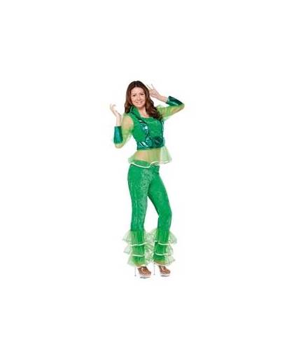 Disco kostuum groen voor dames s/m (t-04)