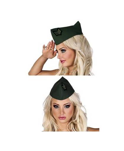 Groen soldaten hoedje voor dames