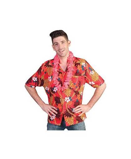 Rode hawaii blouse met tropische print 52-54 (l/xl)