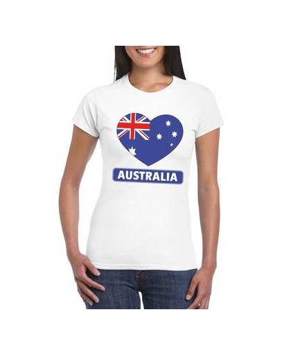 Australie t-shirt met australische vlag in hart wit dames xl
