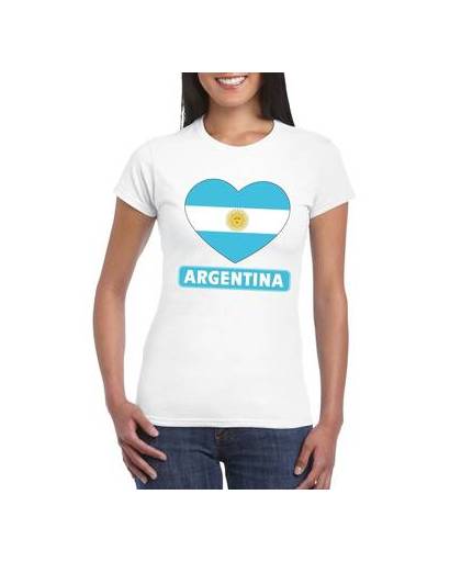 Argentinie t-shirt met argentijnse vlag in hart wit dames l