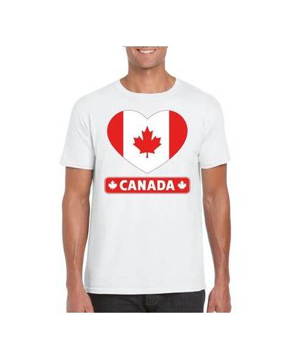 Canada t-shirt met canadese vlag in hart wit heren xl