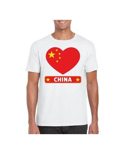 China t-shirt met chinese vlag in hart wit heren l