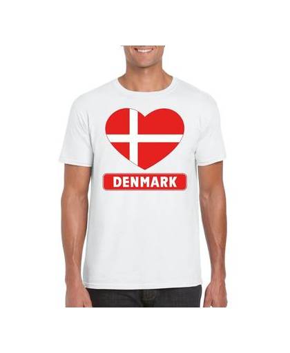 Denemarken t-shirt met deense vlag in hart wit heren m