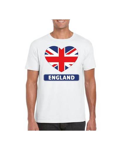 Engeland t-shirt met engelse vlag in hart wit heren l