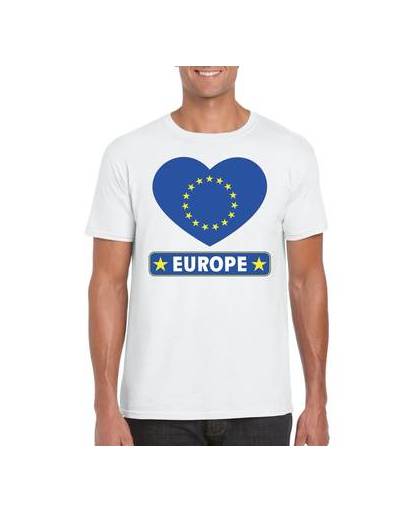 Europa t-shirt met europese vlag in hart wit heren m