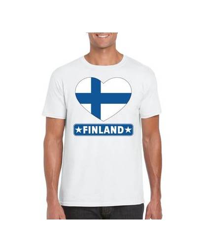 Finland t-shirt met finse vlag in hart wit heren 2xl