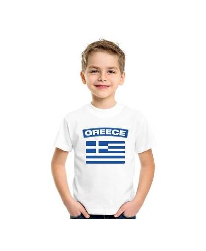Griekenland t-shirt met griekse vlag wit kinderen l (146-152)