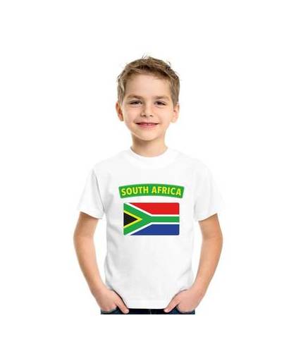 Zuid afrika t-shirt met zuid afrikaanse vlag wit kinderen l (146-152)