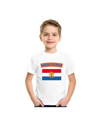 Nederland t-shirt met nederlandse vlag wit kinderen m (134-140)